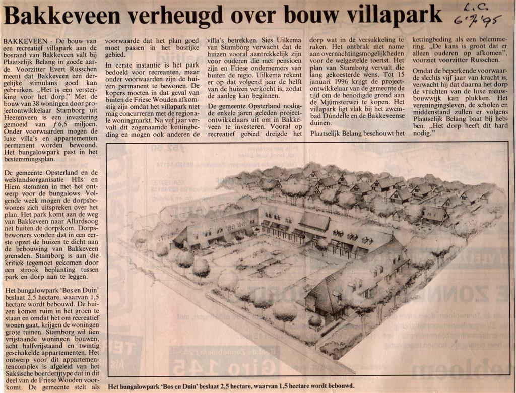 Bakkeveen verheugd over bouw villapark