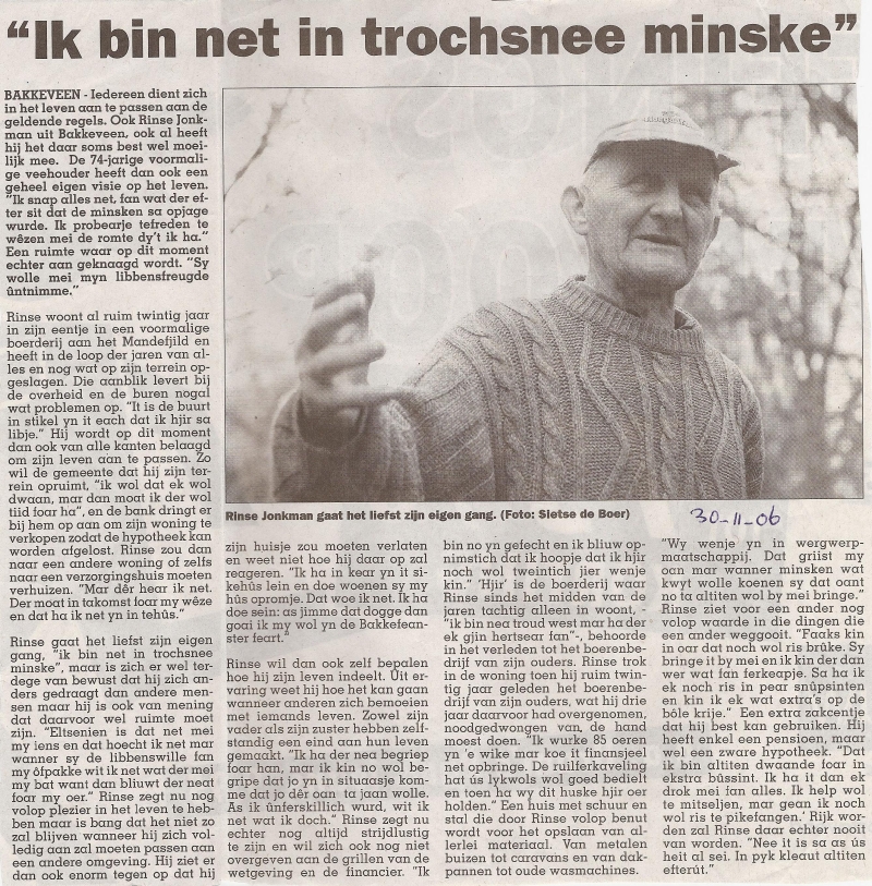 Ik bin net in trochsnee minske