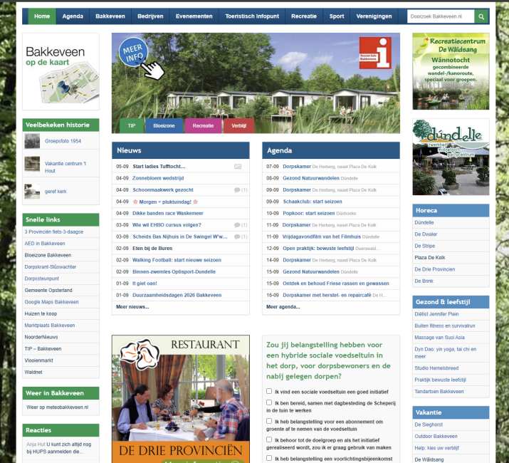 Screenshot van het vorige ontwerp van Bakkeveen.nl, in gebruik van 2015 tot 2026