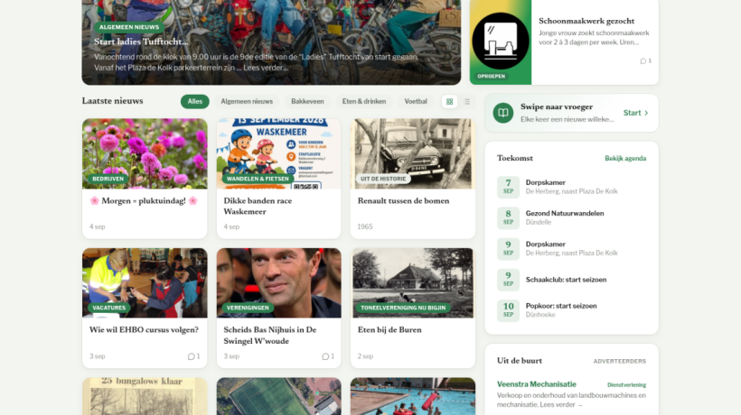 Screenshot van de nieuwe voorpagina van Bakkeveen.nl, live sinds september 2026